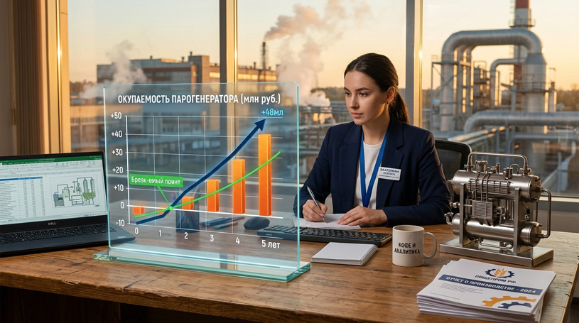График окупаемости парогенератора на примере российского пищевого завода