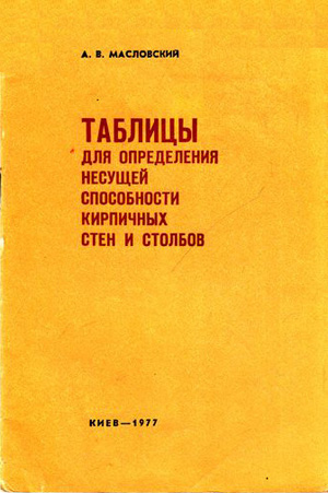 Таблицы для определения несущей способности кирпичных стен и столбов